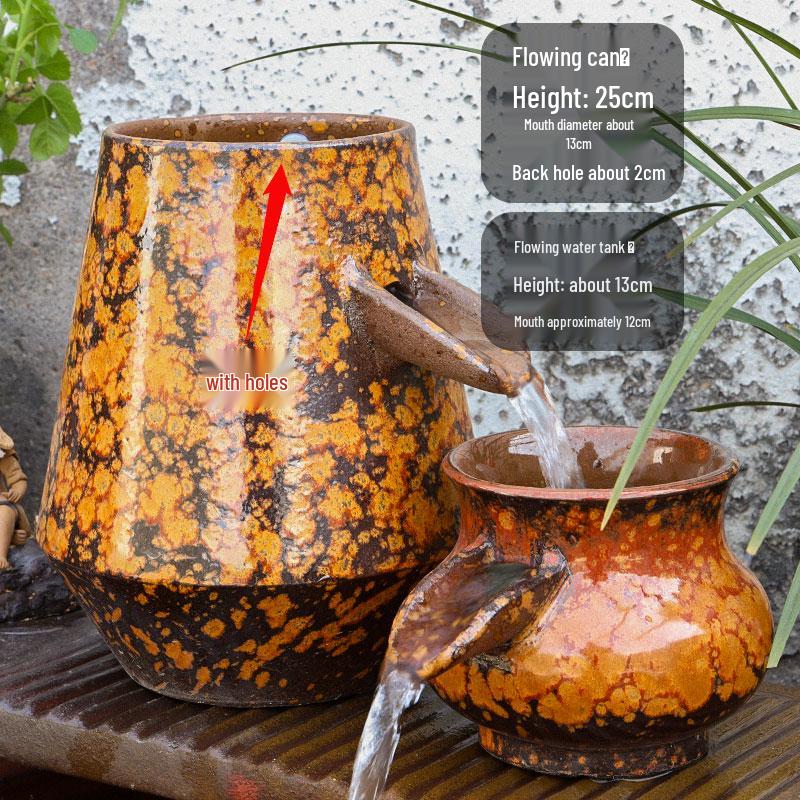 Komplettes Wasserfall-Dekoration Keramik-Aquarium mit zirkulierendem Wasser und Filter für die Wasserlandschaftsgestaltung.