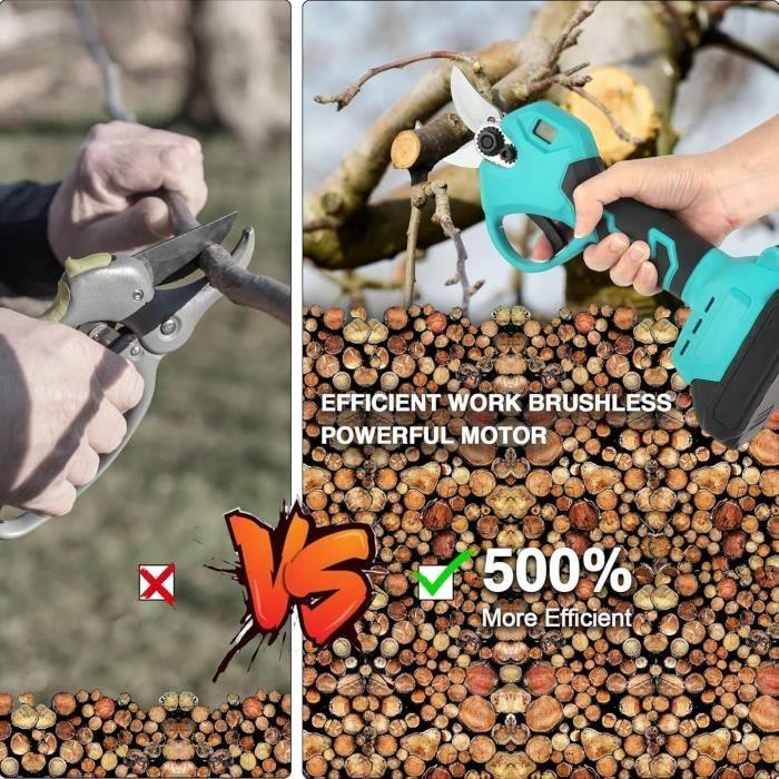 Sécateur électrique - nuzeky - professionnel 30 mm - 2 batteries 21v - lame en acier sk5 - écran lcd