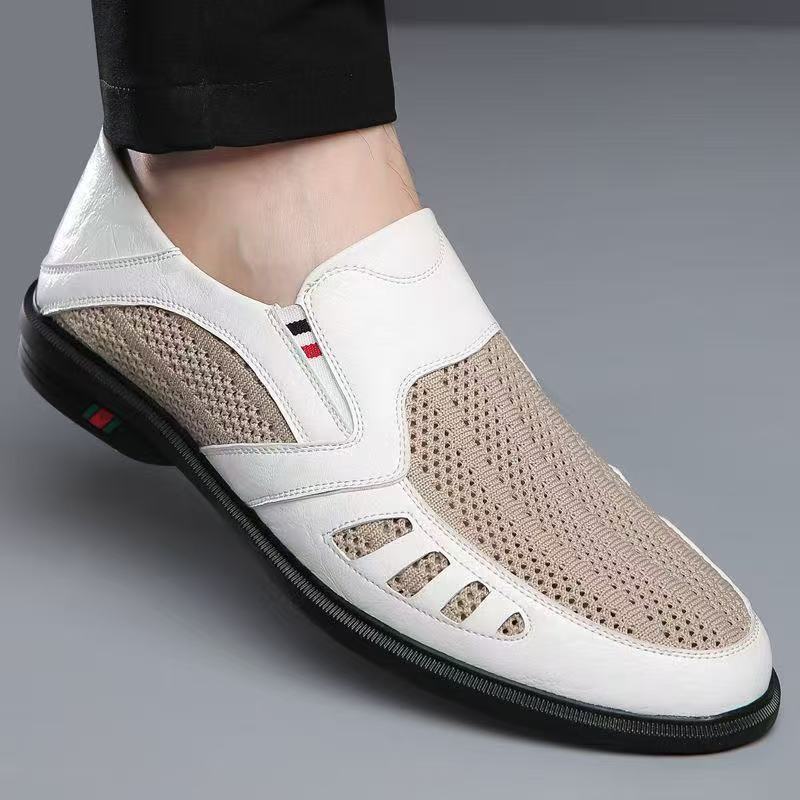 Nuove Scarpe Estive Traspiranti in Rete – Scarpe Slip-On in Pelle Traspiranti con Design Traforato