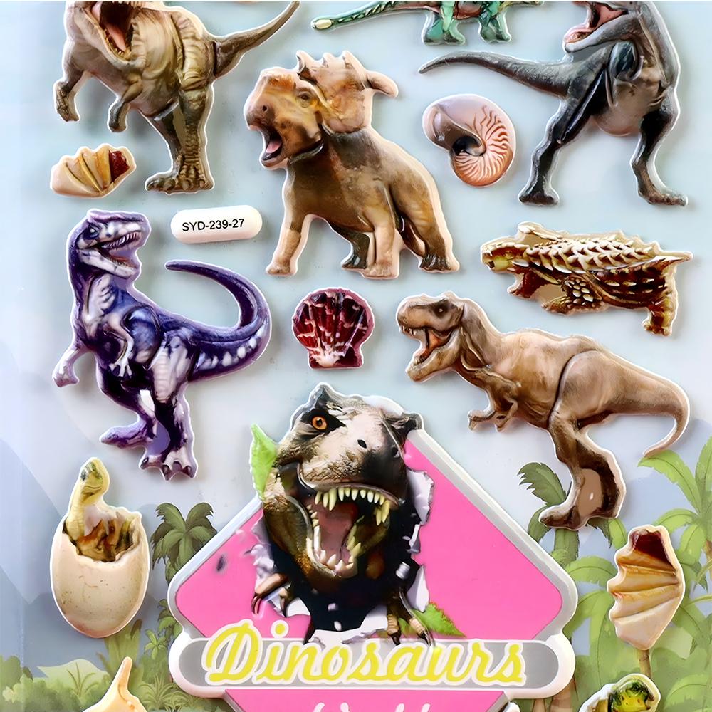 4pcs Cartoon Animals Dinosaur Bubble Stickers Three-dimensional 3D Puffy Decals DIY Notebook Guitar Phone Cool Graffiti Sticker