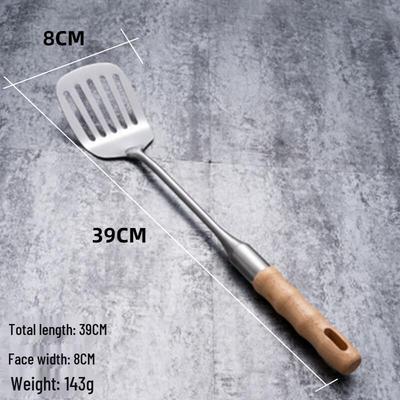 ZISIZ Stainless Steel Wooden Handle Slotted Spatula