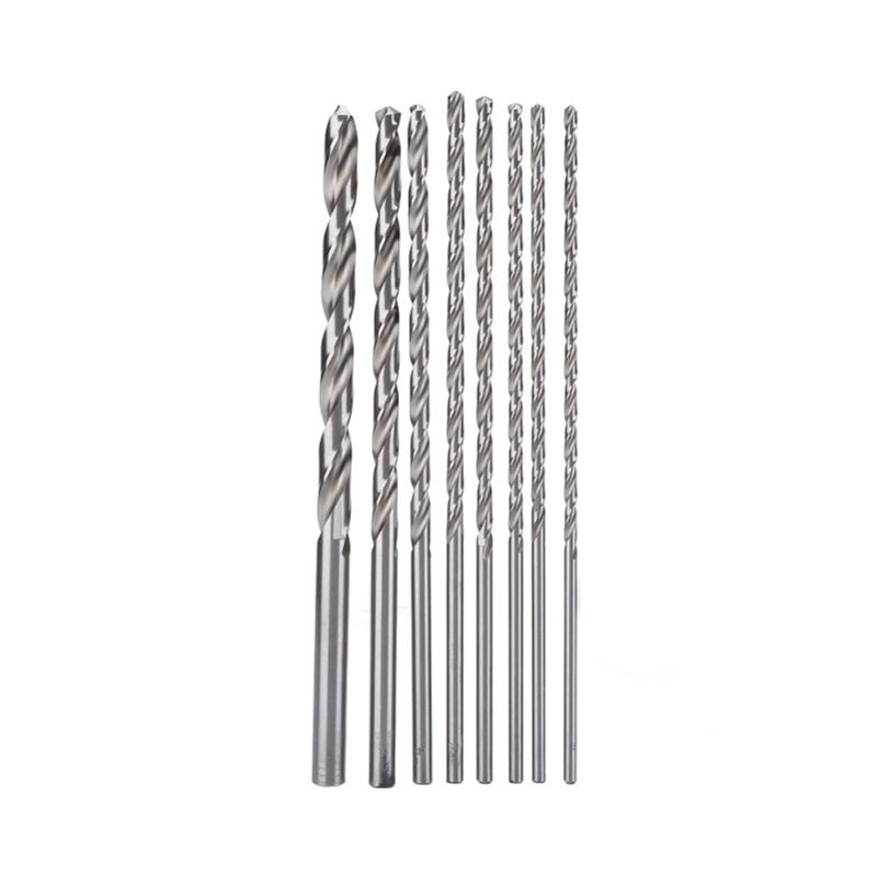 8Pcs Twist Drill Bits HSS Hole Processing Metal Wood Rotary Tool Kit 4mm-10mm Extra Long 200mm