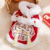 Pet Winter Coat Small Medium Dogs Cats Chinese Style Embroidered Chenille Dress With Leash Loop Festive Outfit