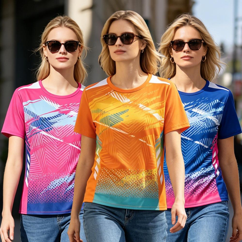 Summer Women's Fashionable Sports Short-Sleeved Oversized Comfortable Breathable Running Printed T-Shirt Casual Top