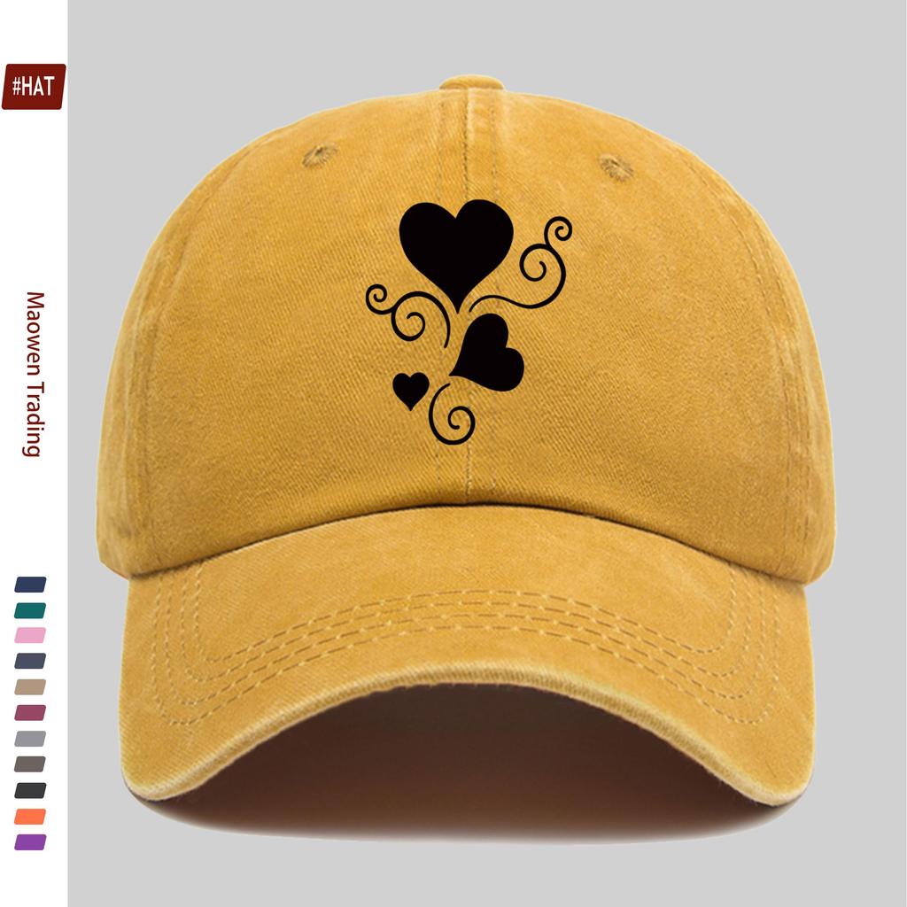 pc Adjustable Buckle Trucker Cap for Men  Women  Lightweight Vintage Washed Baseball Hat with Vine Heart Print Suitable for