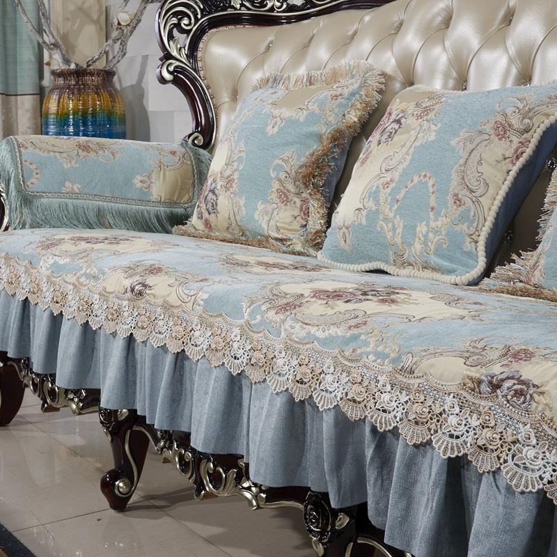 

European Sofa Cushion, Living Room Leather Sofa, Non-Slip Seat Cushion, Universal In All Seasons, Special-Shaped Concubine Seat All-Inclusive Cover 90*90cm