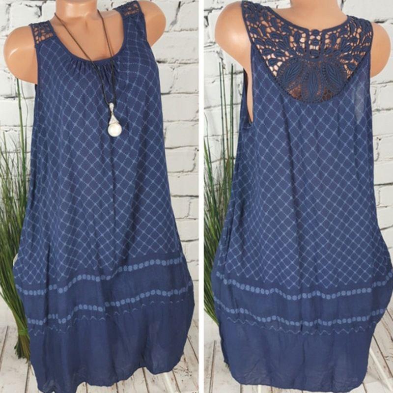 Women's Boho Sundress Midi Length Summer Evening Cocktail Party Beach Dress Size S To 5xl With Elegant Lace Hollow Design