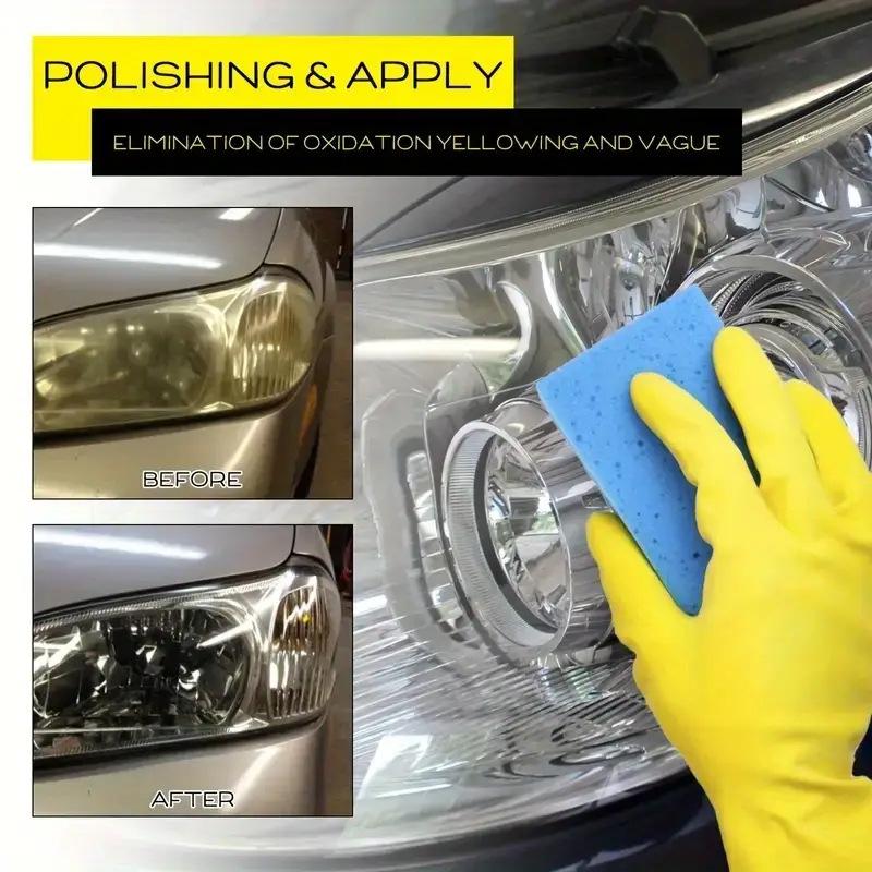 All in One Car Headlight Polishing Kit Scratch Repair Liquid Restores Shine Reduces Glare Perfect for Night Road Trips