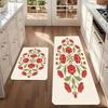 1PC Rood bloemenpatroon Keukenvloerkleed Antislip Deurmat Pop design Badkamervloerkleed Badmat Tapijt voor Thuis Aanrecht Wasruimte Decoratie