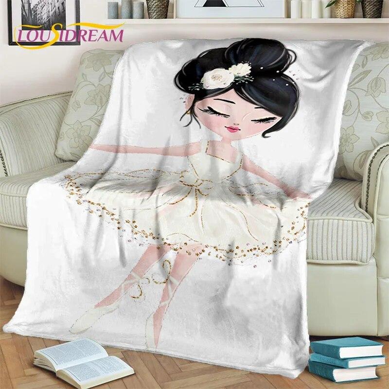 Cartoon Ballerina Fairy Cute Ballet Girl Blanket,soft Throw Blanket for Home Bedroom Bed Sofa Picnic Office Cover Blanket Kids