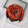 Women's 65" Silk Square Scarf with Magnetic Buckle – Autumn/Winter Print, Fashionable & Versatile Triangle Snood