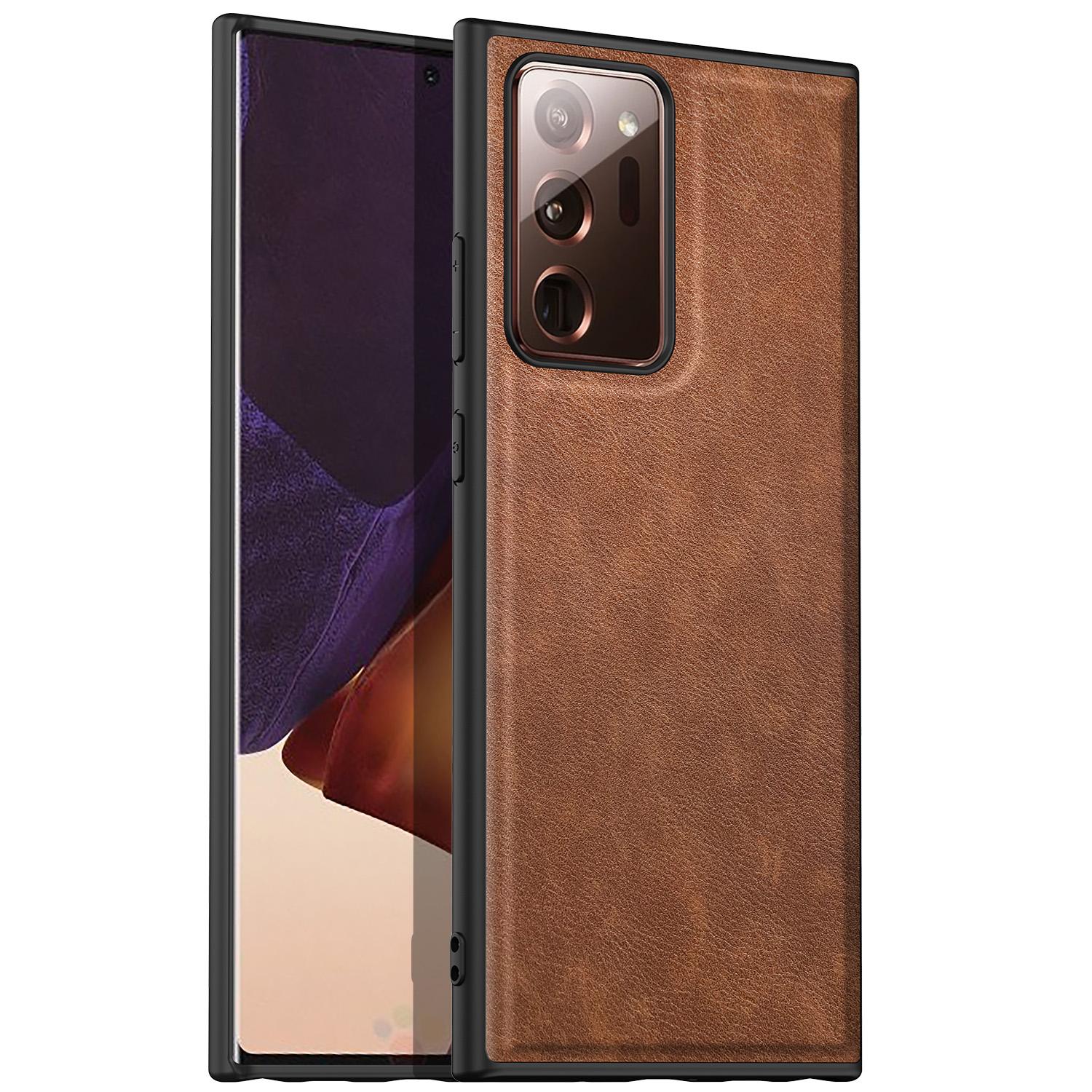 

Phone Case for Samsung Galaxy Note20 Ultra/Note20 Ultra 5G,Retro Leather Coated TPU+PC Hybrid Shell Cover Brown