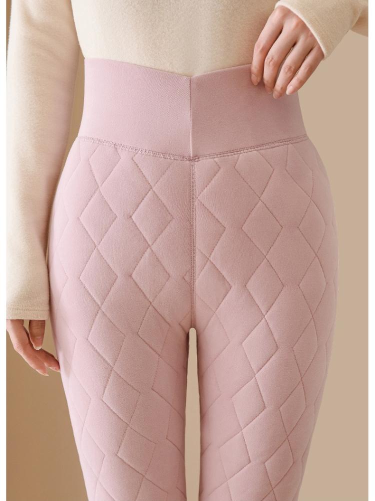 Cotton Pants Female Padded and Thickened Winter Outside Wearing De Down Bottoming Pants High Waist Lamb's Wool Warm Pants