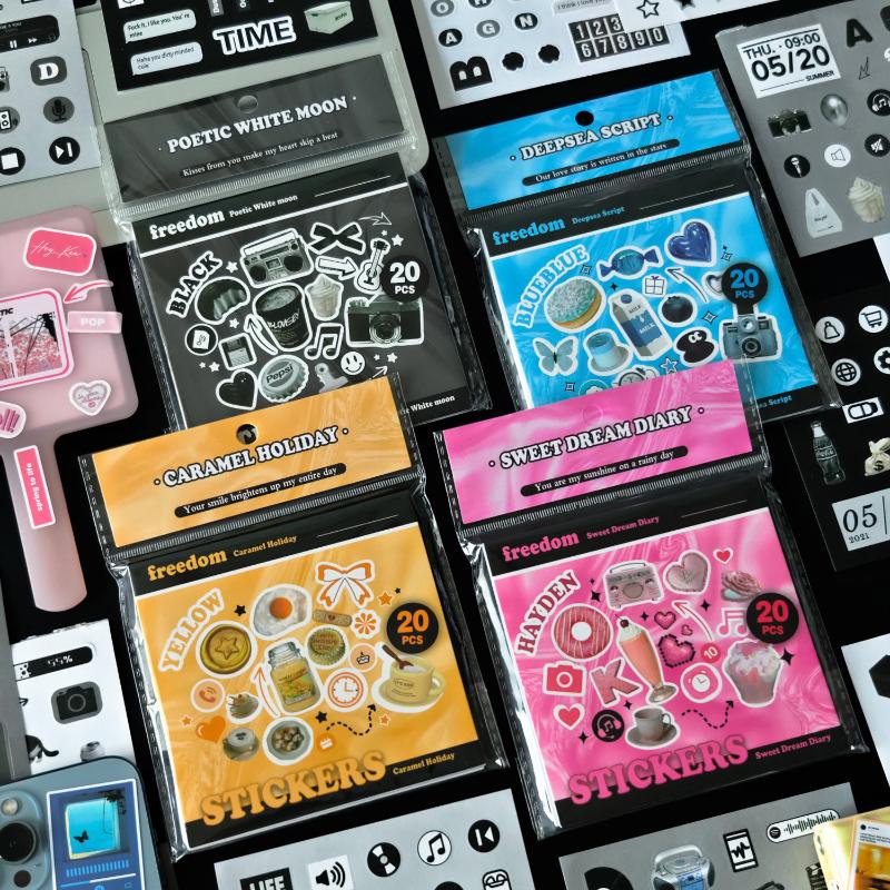 20 Sheets Mini Deco English Cutting-Free Handbook Daily Quotes Series Cut Film Sticker Book Diy Decorative Material Decals