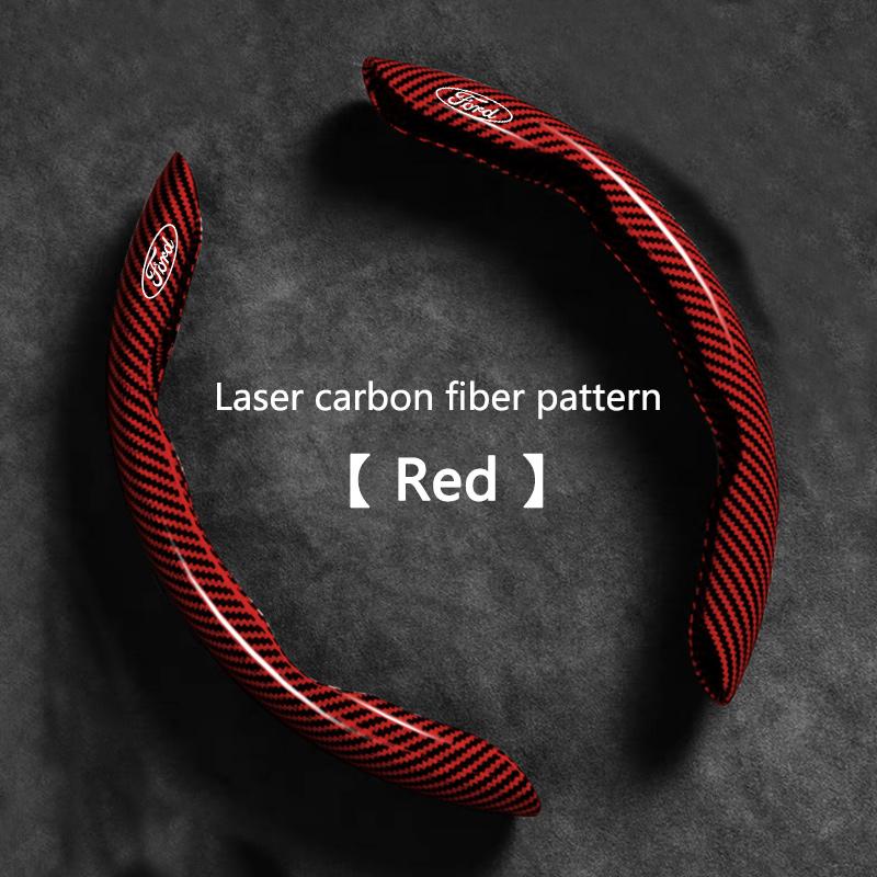YXVM3 2PCS Car Steering Wheel Covers Universal Carbon Fiber Looking For Ford Focus MK2 MK3 Fiesta MK7 Ranger Mondeo MK4 S-MAX