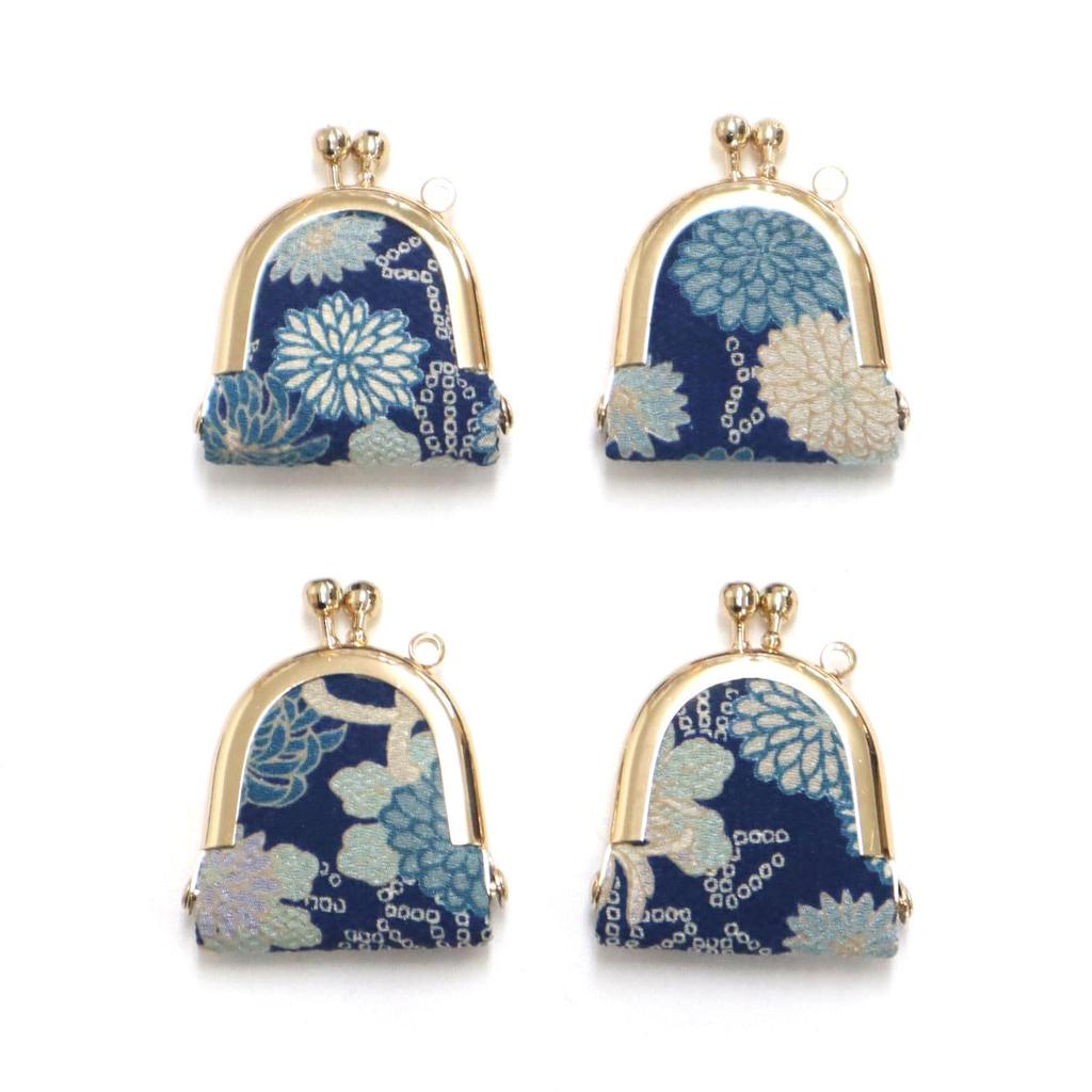 Japanese Chirimen Chirimen Coin Small Item Made in Small Chrysanthemum Navy Blue Purse, Case, Pouch, Japan,