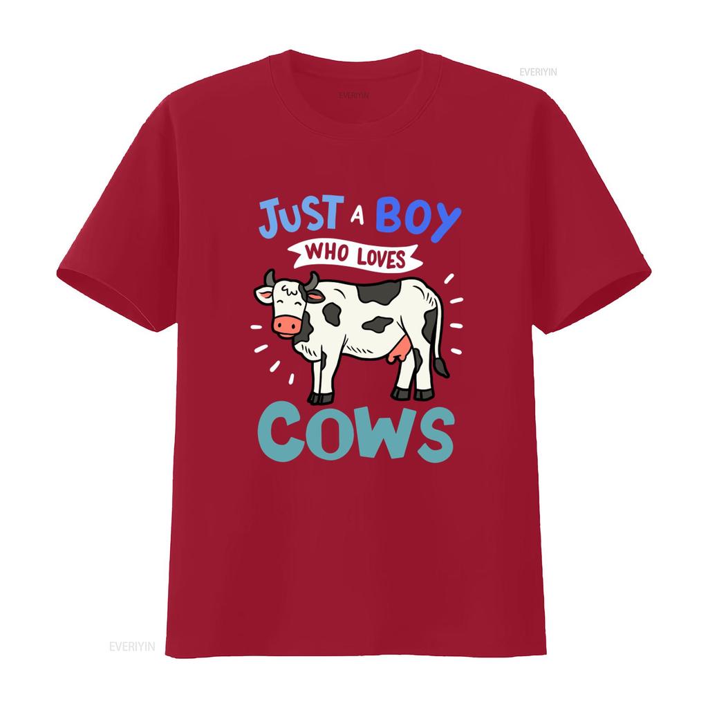 Cow Just A Boy Who Loves Cows T Shirt For Lovers Print Vintage Washed Versatile Slightly Casual Breathable Stretched