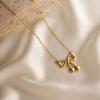 European and American French Gold Stainless Steel Three-dimensional Love Bow Cherry Pendant Necklace Collarbone Chain Women