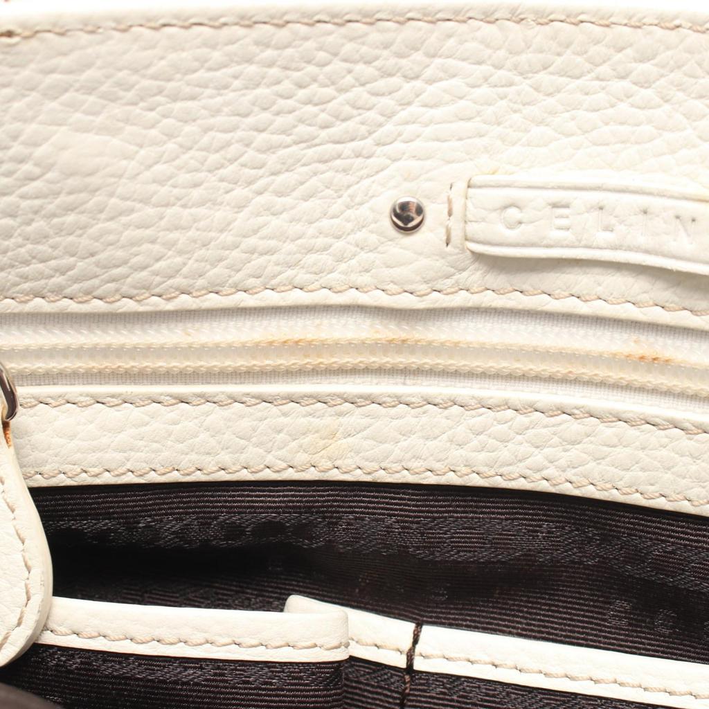 Used CELINE Paris Macadam Tote Bag denim leather Blue White Used Women