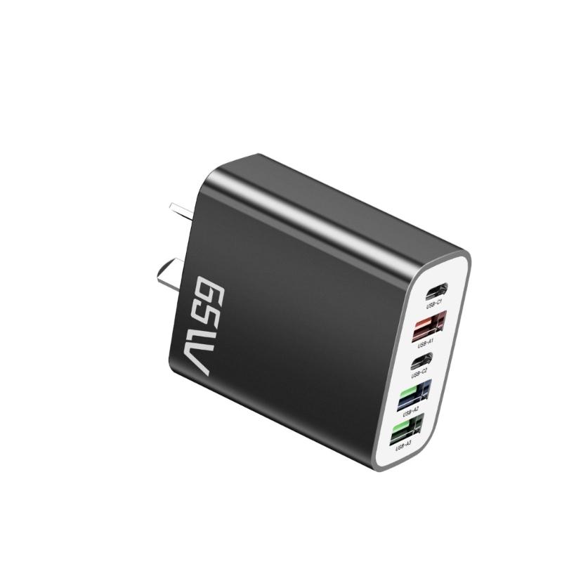 MultiPort PD65W Fast Charger Block 5V3A Power Delivery Compactly Wall Charging Plugs With 2 USB C 3 USB A Ports