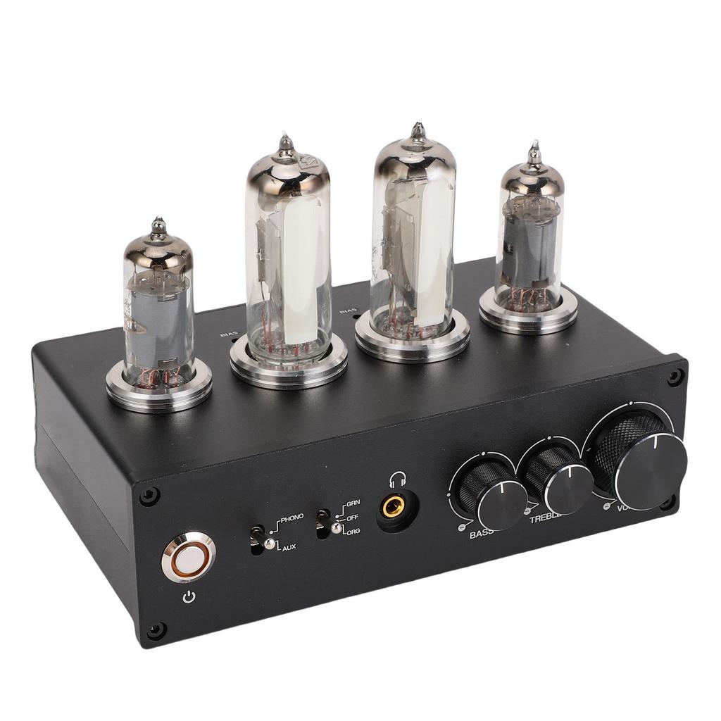 Electronic Tube Phono Preamp 3.5mm Earphone Jack Treble Bass Control Stereo Turntable Preamplifier for MM MC Record