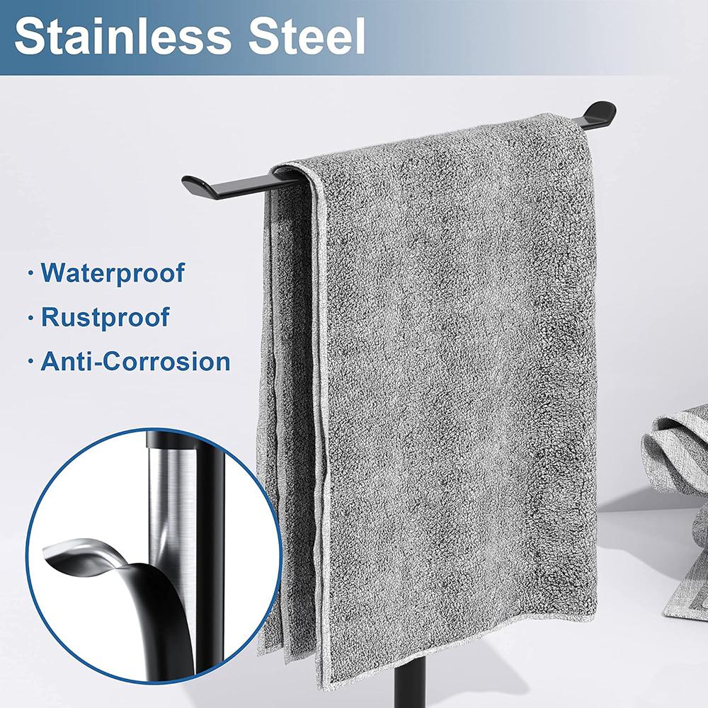 Hand Towel Holder T-Shape Free Standing Towel Bar Rack Stand Matte Black Vanity Countertop Towel Storage Organizer for Kitchen nero