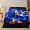 Classic S-Sonic Cartoon Game Flannel Blanket Soft Warm Throw Blanket for Bed Bedroom Living Room Travel Picnic Office Gift Kids