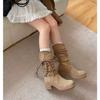 Sheepskin version~ Wasteland wind fat mm long boots women's autumn western knight boots stacking boots big tube circumference summer Xinjiang boots