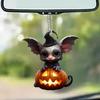 Halloween Decoration Witch Hat Bat Pumpkin Pendant 2D Acrylic Cat Rearview Mirror Charm Festive Atmosphere Enhancer