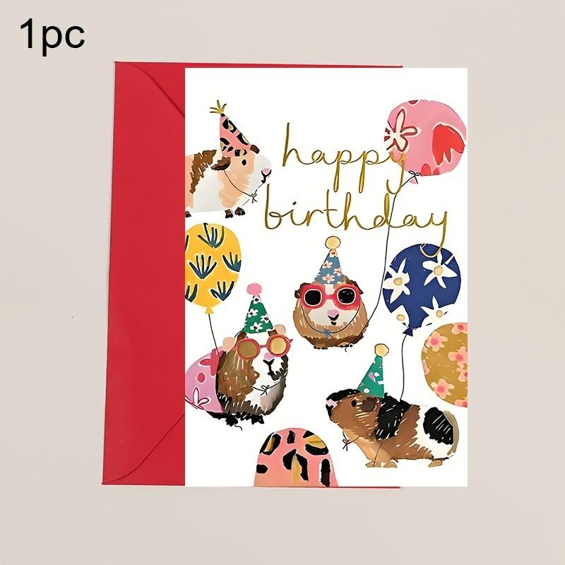 

1pc Guinea Pig Patterned Birthday Card with Envelope A Group of Guinea Pigs Celebrating Birthdays Gift for Family and Classmates