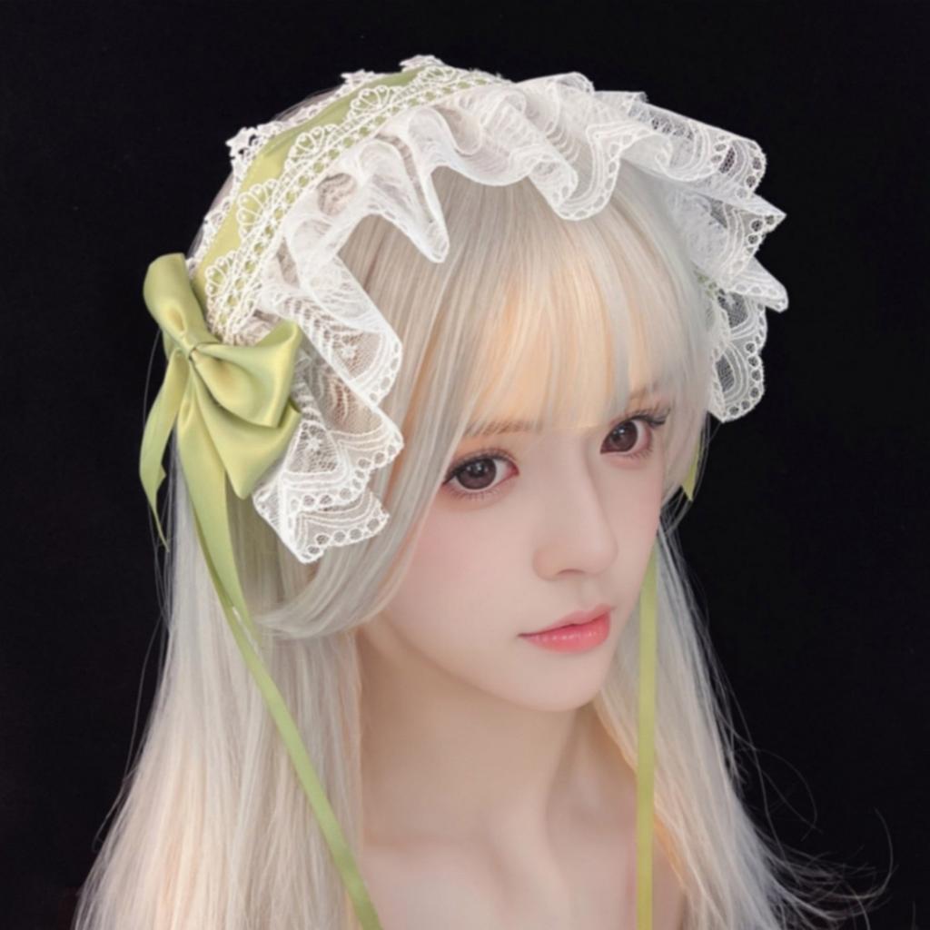 Lolita Headband Adjustable Hair Band Ruffled Lace and Bowknot Headpiece Jewelry for Cosplay and Punk Style Enthusiasts
