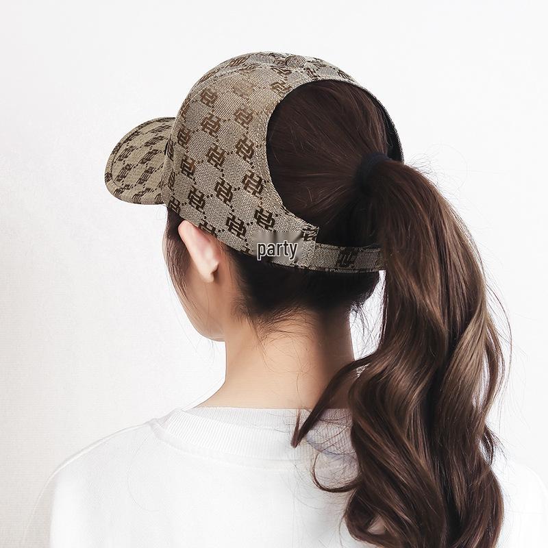 Women's Summer Ponytail Baseball Cap, Fashion Visor Hat with Lettering for Outdoor Sports and Sun Protection