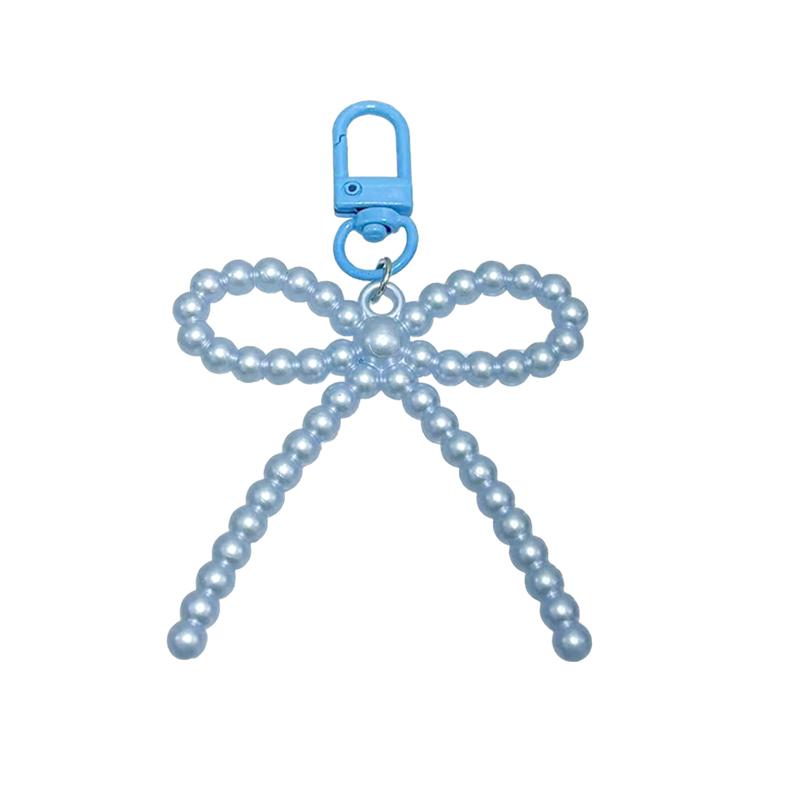 1PC Korean-Style Minimalist Phone Case Versatile Faux Pearl Dainty Keychain Trendy Bow Chic Charm Elegant 10x6cm