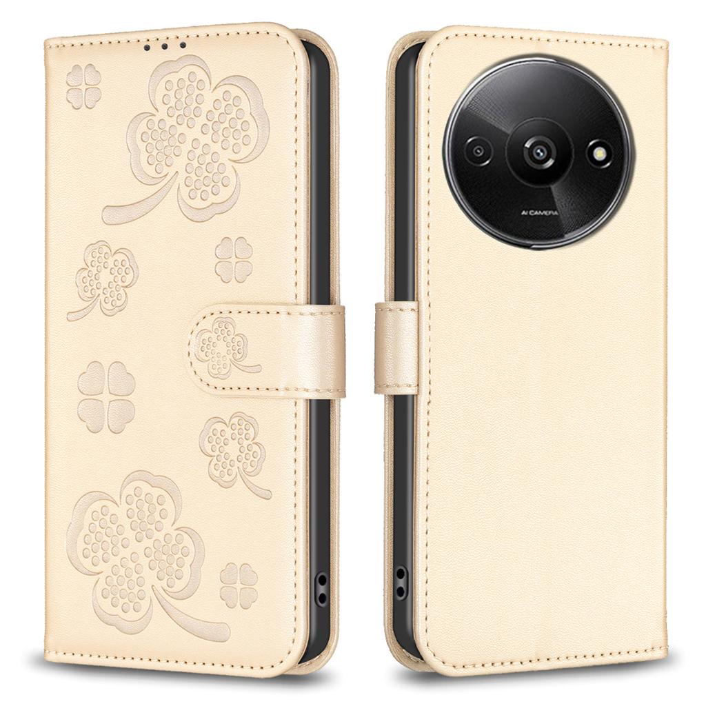 For Xiaomi Redmi A3 4G/Poco C61 4G Case Lucky Clover Leather Flip Phone Cover