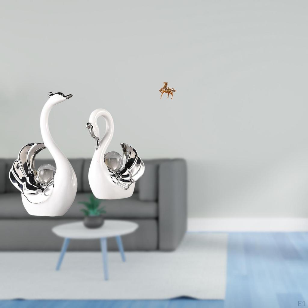 Graceful Swan And Majestic Horse Figurines for Room Office Decor Centerpiece Shelf