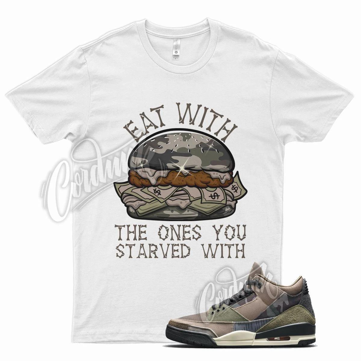 

White EAT T Shirt for Air J1 3 Camo Green Brown Tan Beige Camouflage XL