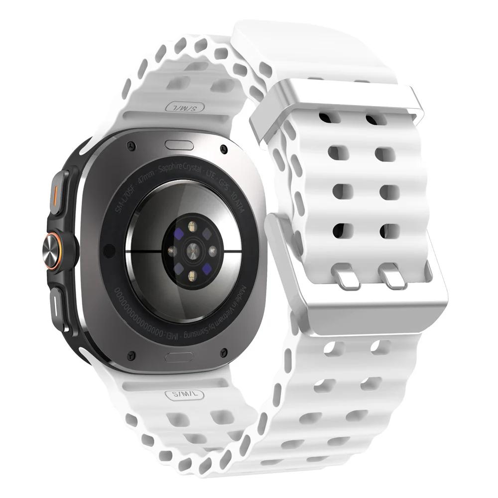 Marine Band For Samsung Galaxy Watch ultra Strap 47mm Accessories Two color Sport silicone Bracelet Galaxy Watch 7 ultra Straps