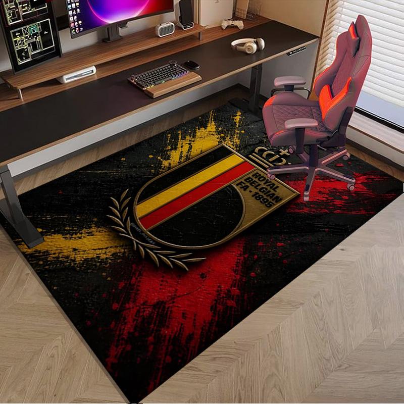 Belgian Football Association Emblem Area Rug Office rug, Chair Rug, Decor Carpet Livingroom bedroom Mat, Large Size Fan gifts Christmas gifts