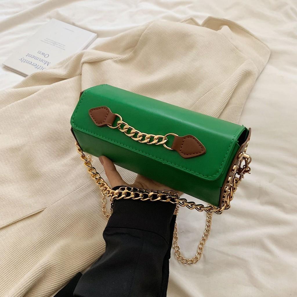Stylish 2024 Korean Fashion Casual Solid Color Women's Cylinder Bag With Chain Strap