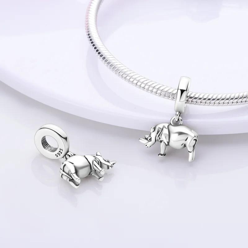 Kupfer Löwe Nashorn Charm Anhänger Perlen Passende Charms Kupfer Original Armband Für Frauen Schmuckherstellung Geschenk