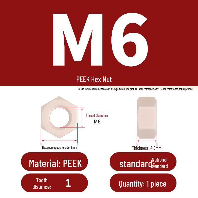 High-Strength PEEK Plastic Hex Nuts: Locking Caps, Corrosion & High-Temperature Resistant (Sizes M2-M20)