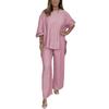 Pantalones Anchos de Satén de Acetato 2024 con Chaqueta Cola de Golondrina – Moda Casual de Color Sólido