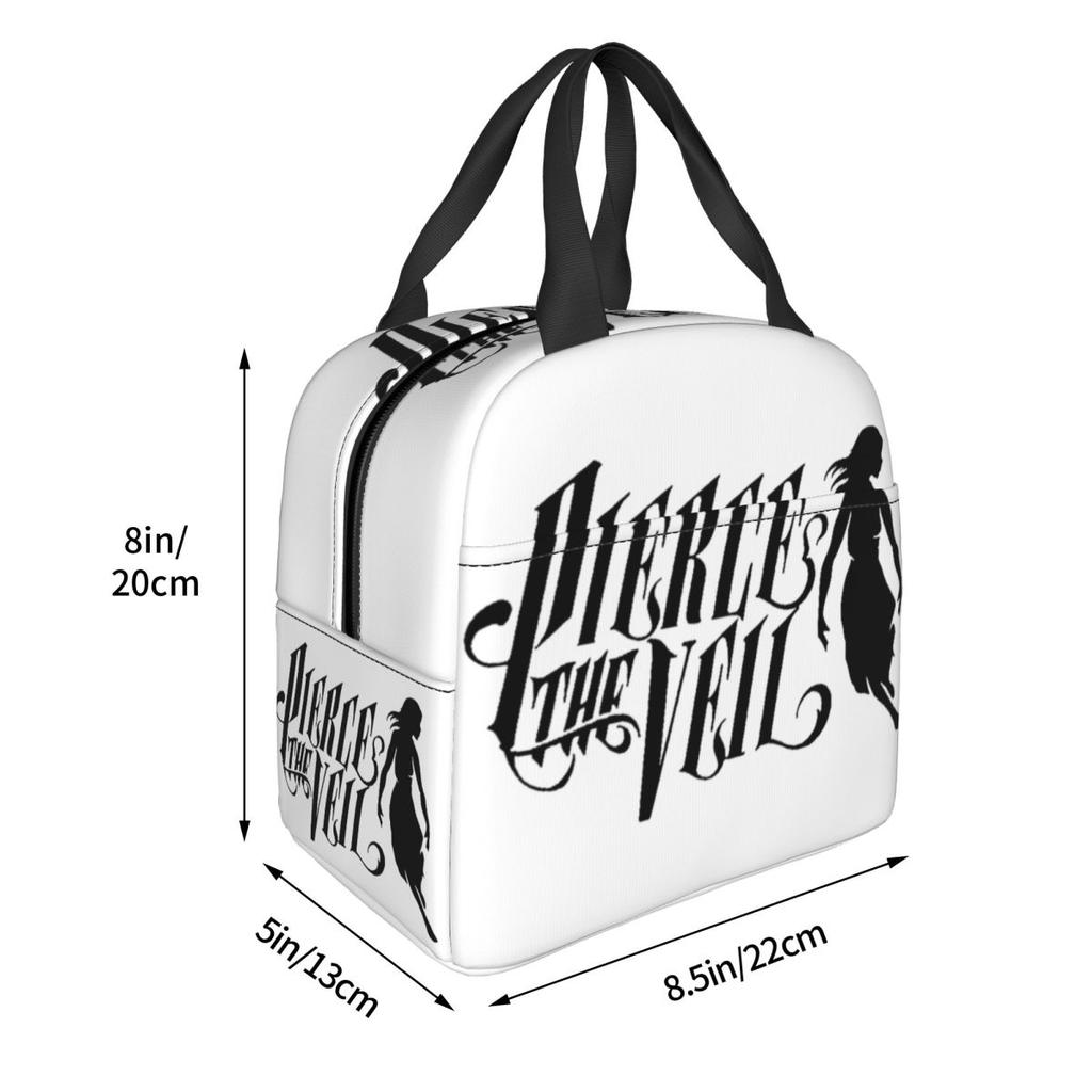 Custom Rock Band Pierce Veil Insulated Lunch Bags for Work School Leakproof Thermal Cooler Lunch Box Women Children