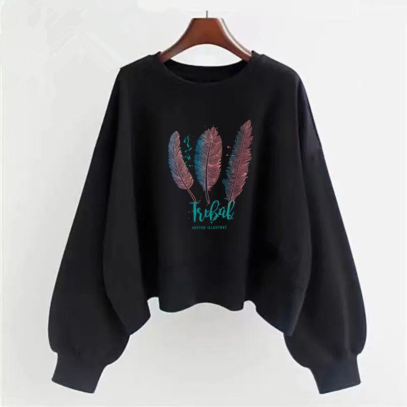 Moletom com capuz de algodão roxo feminino primavera e outono manga longa versão coreana gola redonda solta temporada escolar de setembro início do outono em roupas femininas