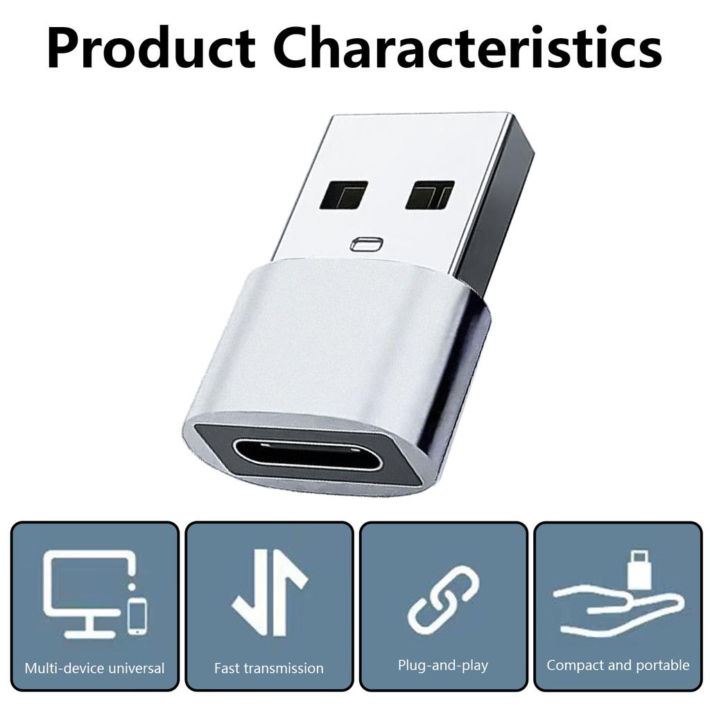 Metal USB Type C Female To USB2.0 Male Adapters 10Gbps Data Converters OTG Adapters for Phone Laptops