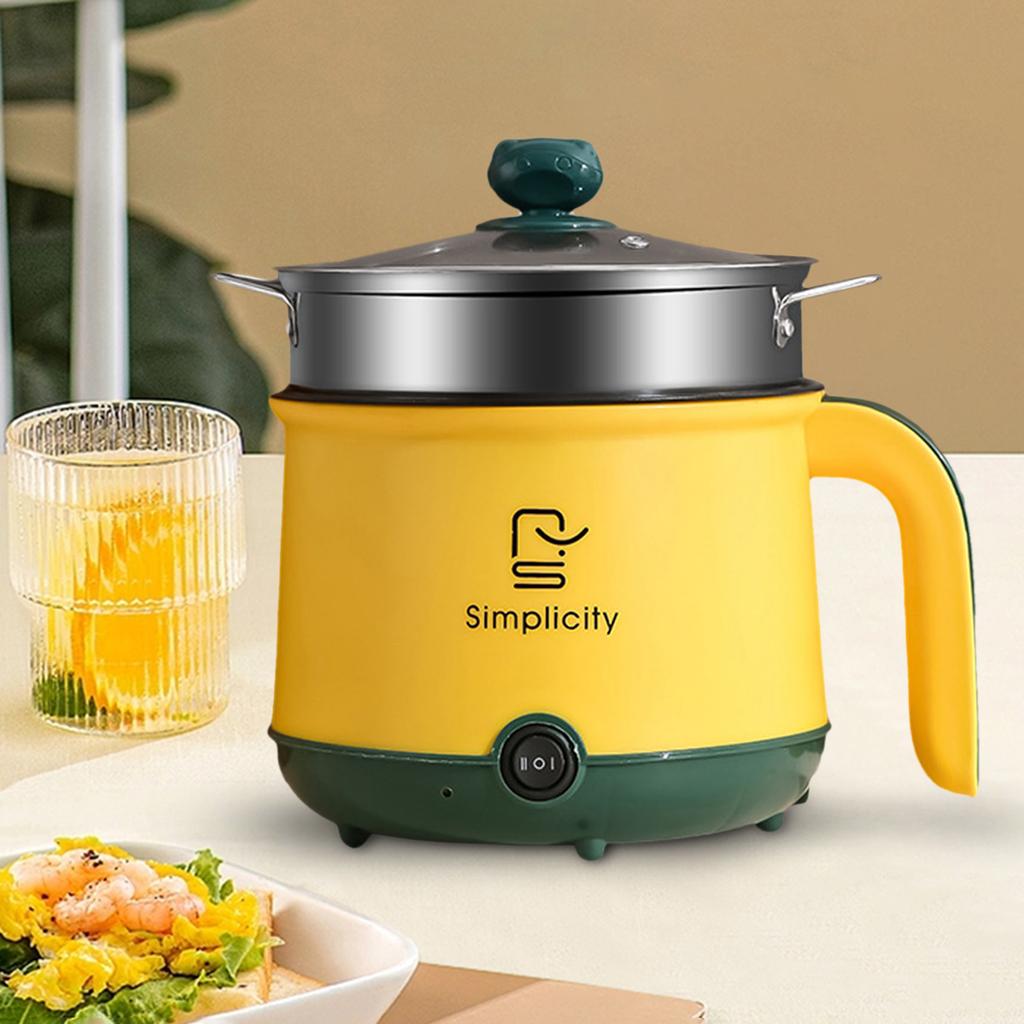 Electric Hot Pot US Adapter Plug Multi Function Electric Cooker Nonstick Ramen Cooker for Soup Boiling Dumpling Stewing Porridge