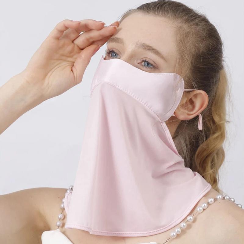 Ice Silk Cycling Bandana Face Cover Half Mask Hang-Ear Ice Silk Neck Gaiter Cool Tube Scarf Sport Running Hiking Hunting