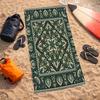 Bohemian Green Flowers Beach Towel Vintage Ornate Floral Print Quick Dry Sandproof Absorbent Towel for Beach Travel Vacation