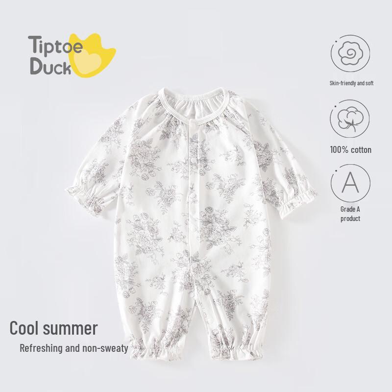 Qiaojiao Duck Baby Girl Summer Cotton Sleeper Romper 90