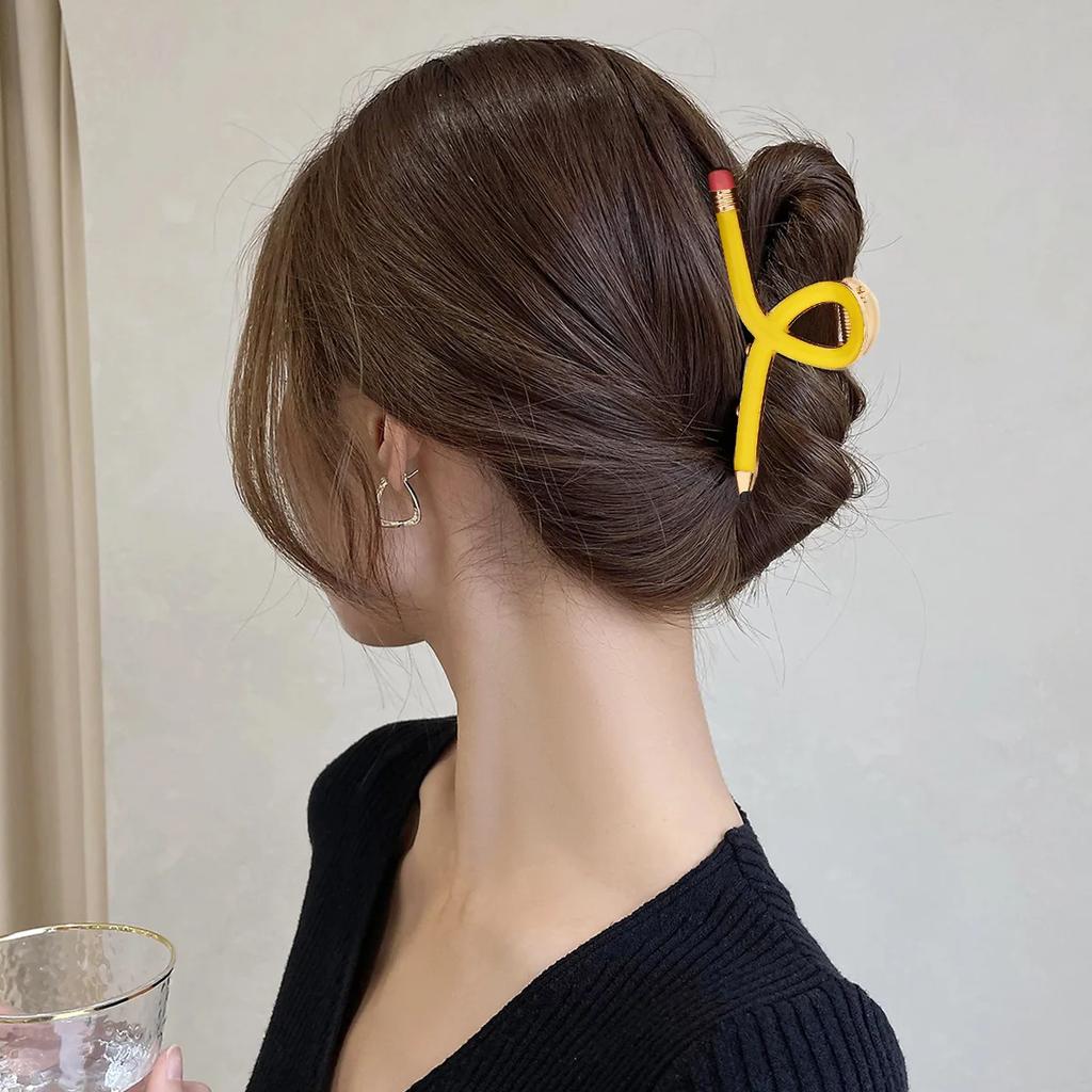 1pc High-end Pencil Shape Hair Claw Clips Women's Nonslip Simulation Hair Clip Back of The Head Shark Clip Large Hair Volume